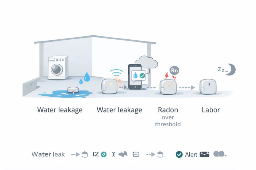 Basement Water Leakage and Radon Monitoring