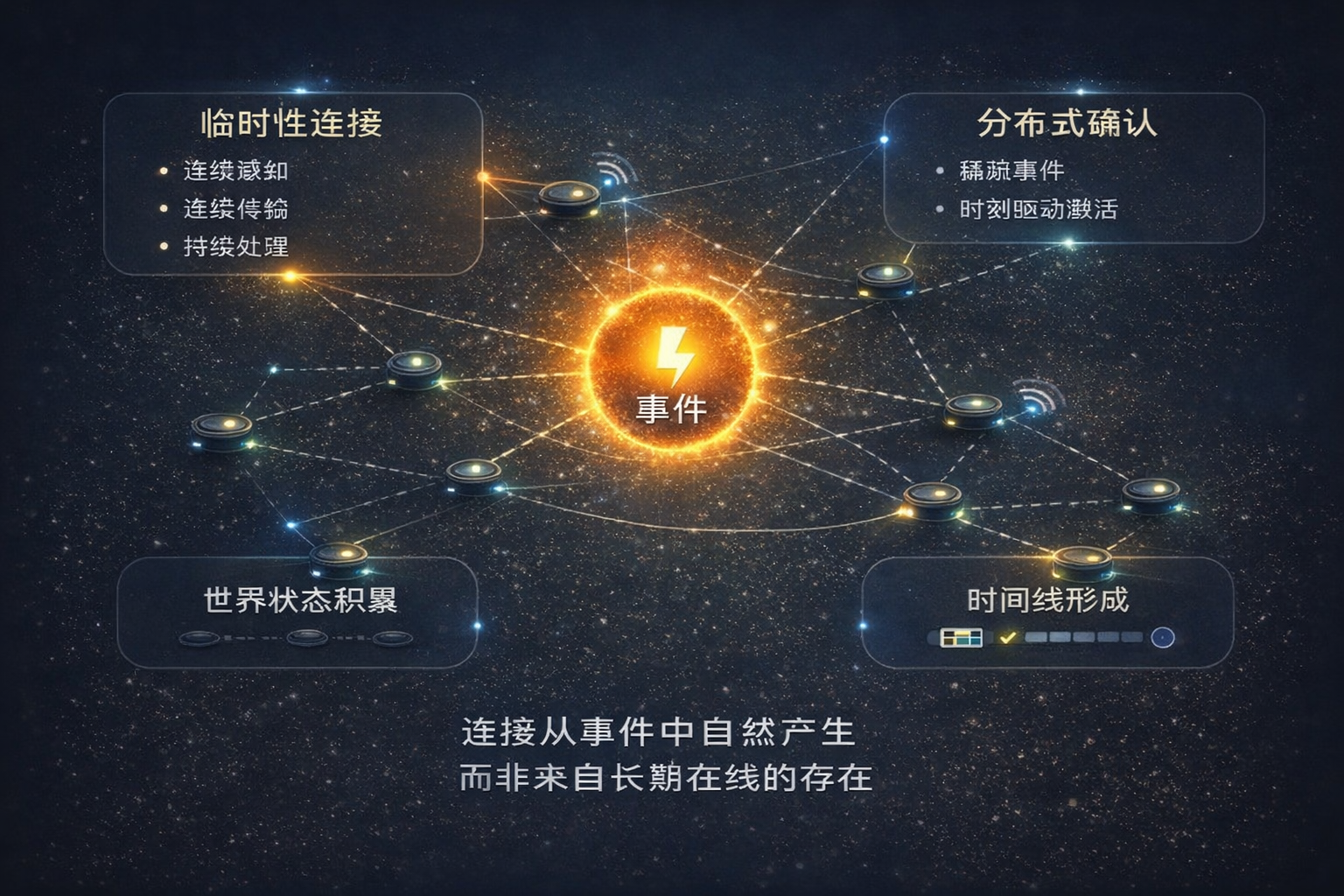 蜂群式无中心事件系统结构图